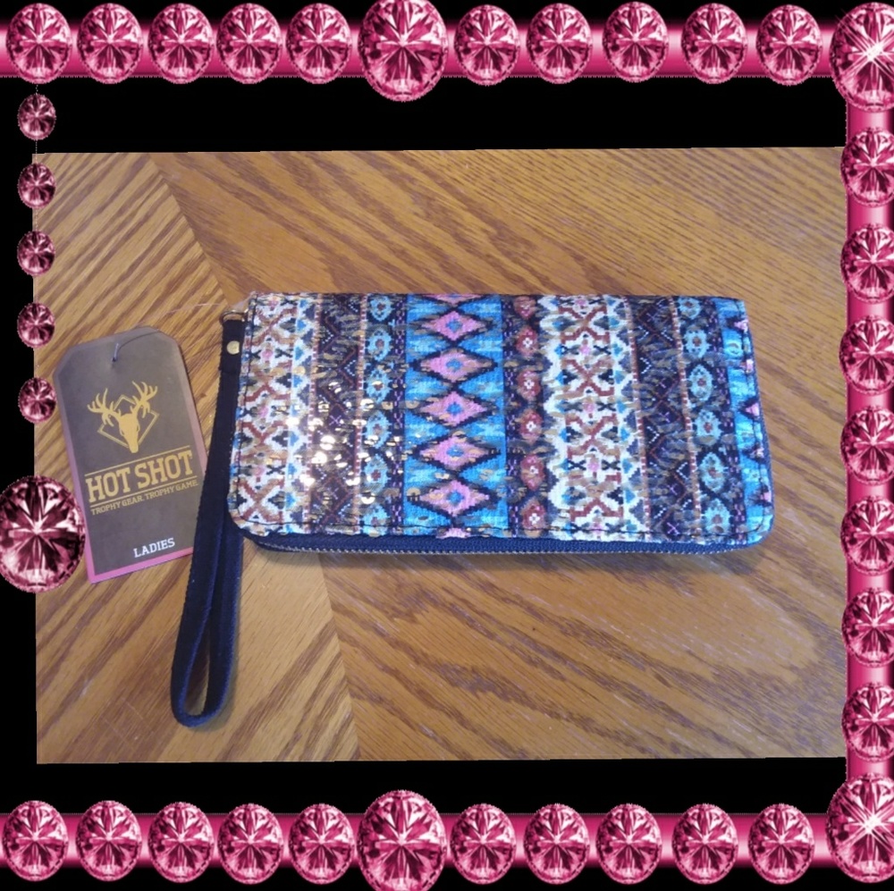 Hot Shot wristlet wallet,  multi color